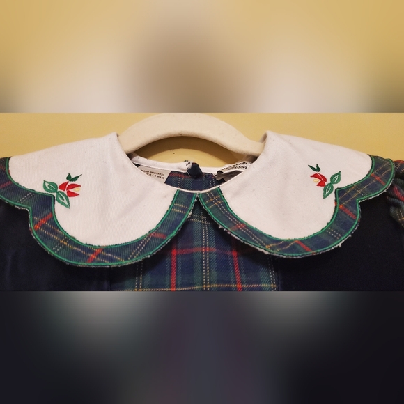 Vintage Sarah Louise Green Blue Red Plaid Hand Smocked Dress Girls Size 8 - Picture 4 of 6